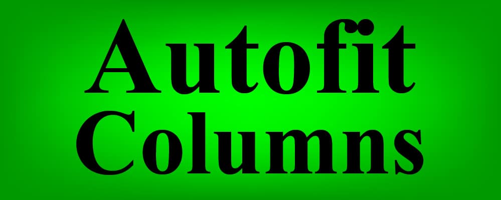 Automatically Resize Columns autofit Column Width With Fit To Data 