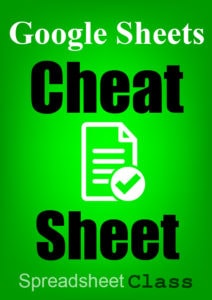 A green Pinterest image for the spreadsheet cheat sheet, that has black and white text