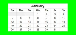 Example of bright green miniature calendar version