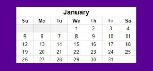 Example of purple miniature calendar version