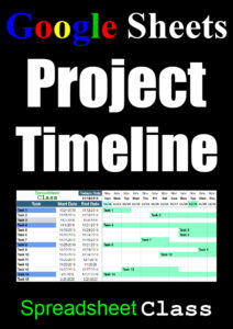 A Pinterest image for the project timeline template in Google Sheets | SpreadsheetClass.com