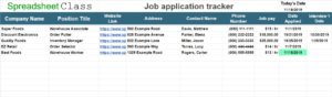 An example of the Google Sheets job application tracker template