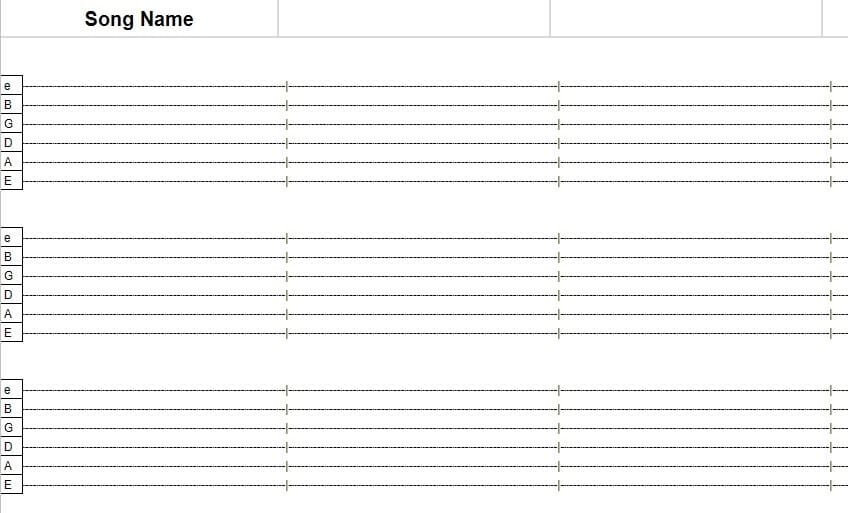 free blank guitar tab sheets pdf