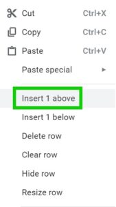 An example that shows how to add new rows and columns in Google Sheets