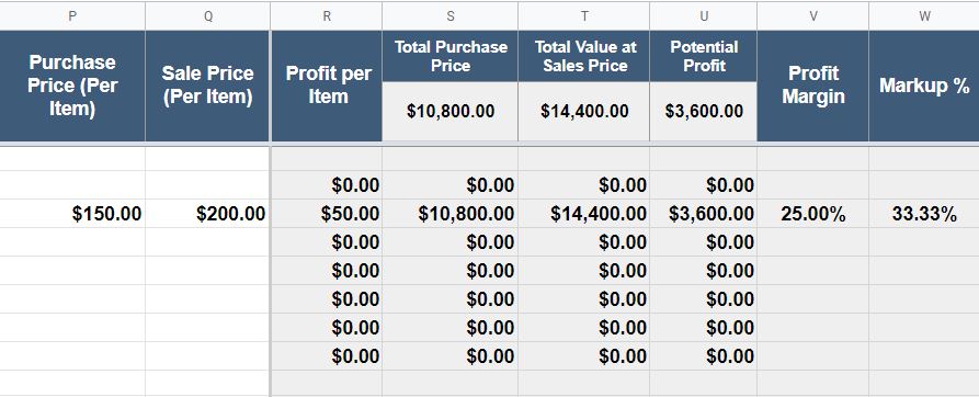 Google Sheets Inventory Template Example Image 2 Spreadsheet Class