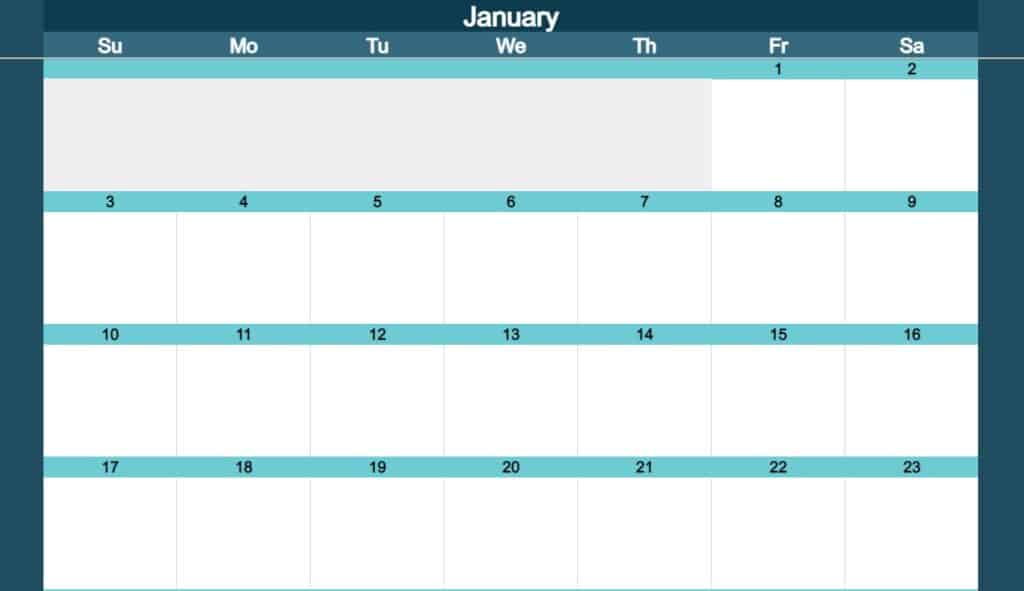 Calendar In Excel Template