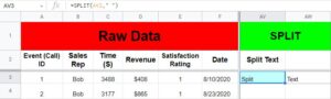 An example of how to use the Google Sheets SPLIT function