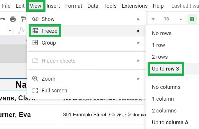 How To Freeze More Than Two Rows Or More Than Two Columns In Google 