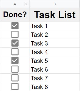 An example of how to sort by checkboxes in Google Sheets part 1 before sorting
