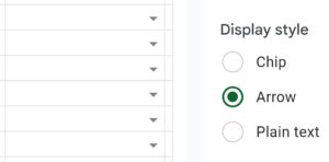 Example of arrow display style for data validation drop down in Google Sheets