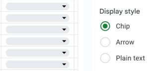 Example of chip display style for data validation drop down in Google Sheets