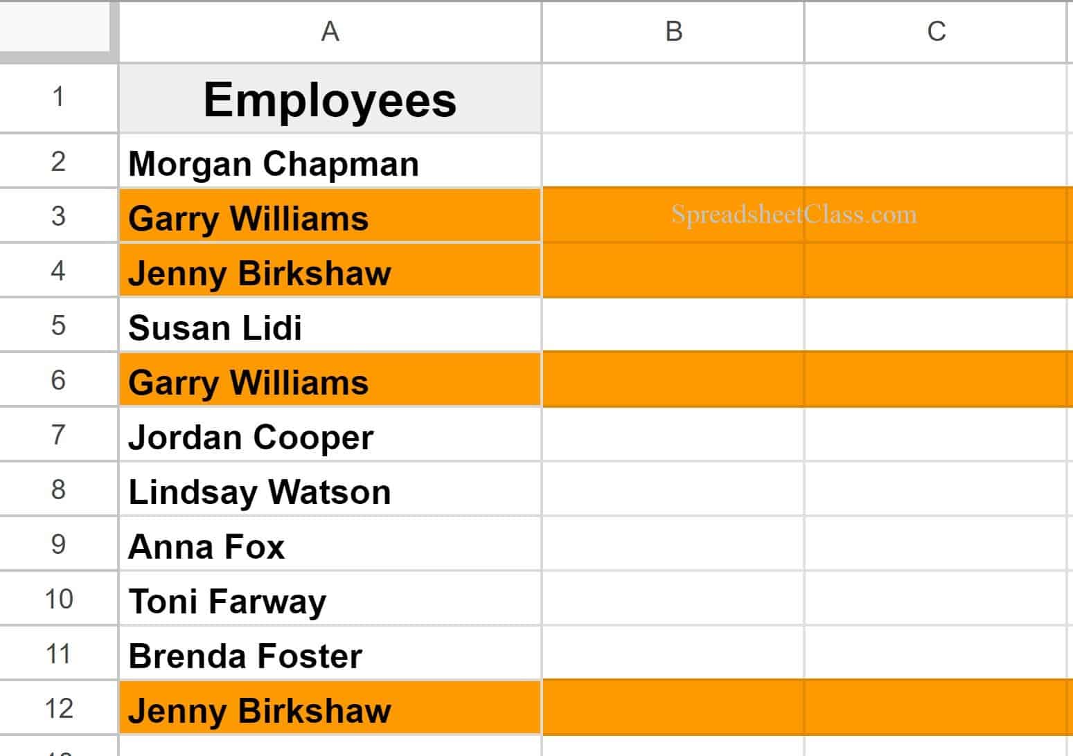 Highlight Entire Row If Duplicate Is Found In Google Sheets 