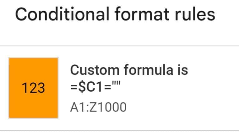 Highlight row based on cell values in Google Sheets