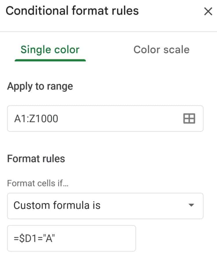 Highlight Row Based On Cell Values In Google Sheets