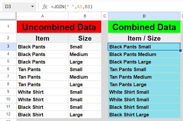 How To Combine Columns And Cells Horizontally With The JOIN Function In 