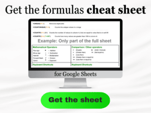 An example of the Google Sheets Cheat Sheet (image for linking)