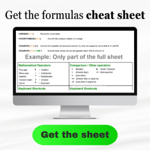 An example of the Google Sheets Cheat Sheet (image for linking)