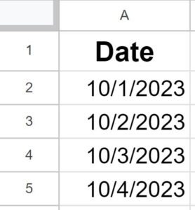 Example of Displaying date with year after changing date format in Google Sheets