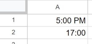 An example of two different time formats (military time and normal time)